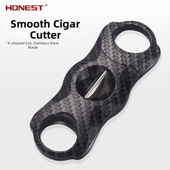 Nožnice na cigare, dvojstranné, nerezová oceľ, povrch karbónových vlákien, značka Hong Lin, ručné ovládanie