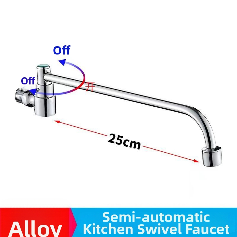 Nerezový kuchynský drezový kohút s inštaláciou do steny, otočný, len studená voda, keramický diskový ventil, brúsený povrch