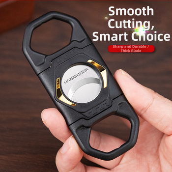 2-v-1 rezník na cigary s držiakom, ručná výroba, plast, laserové/elektroplatované povrch, značka HANNICOOK HCJ-017