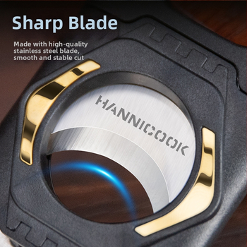 2-v-1 rezník na cigary s držiakom, ručná výroba, plast, laserové/elektroplatované povrch, značka HANNICOOK HCJ-017