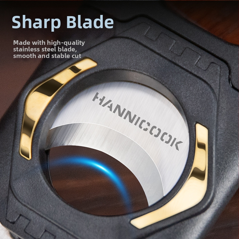 2-in-1 cigaro pjovėjas su laikikliu, rankų darbo, plastikas, lazerio/elektroplatinavimo paviršius, prekinis ženklas HANNICOOK HCJ-017