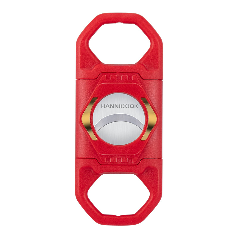 2-v-1 rezník na cigary s držiakom, ručná výroba, plast, laserové/elektroplatované povrch, značka HANNICOOK HCJ-017