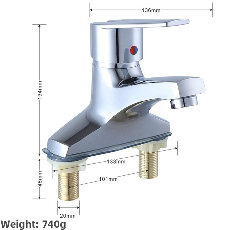 Umývadlový mixér pre teplú a studenú vodu, meď zliatina, keramický jadrový ventil, montáž na sedadlo