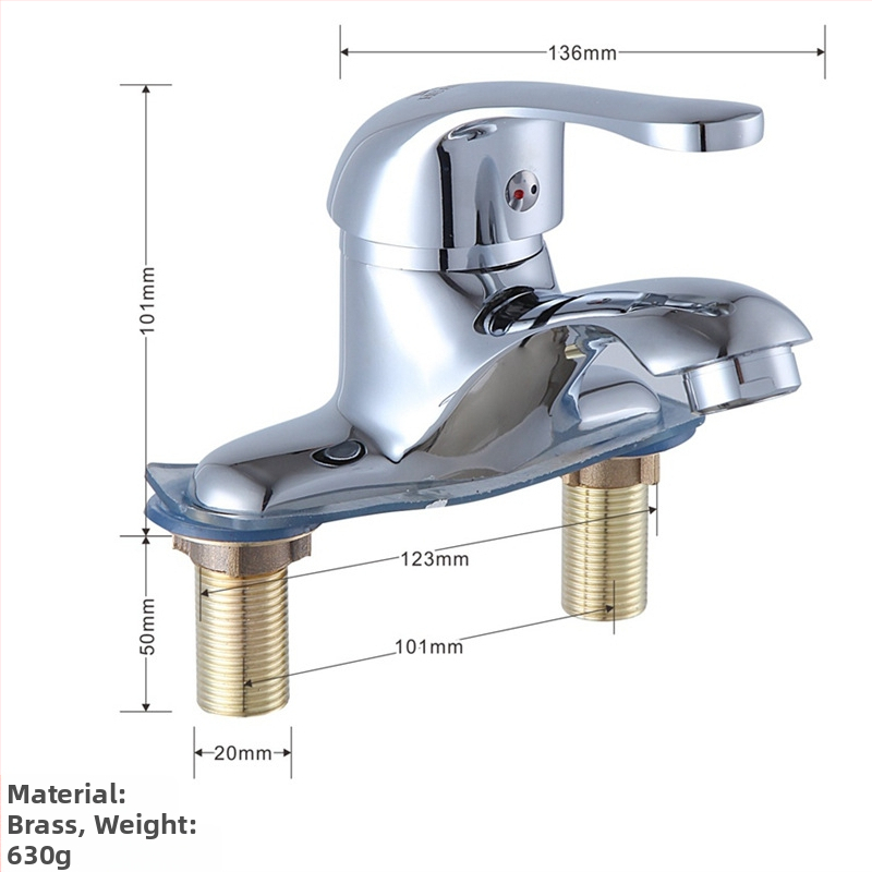 Umývadlový mixér pre teplú a studenú vodu, meď zliatina, keramický jadrový ventil, montáž na sedadlo