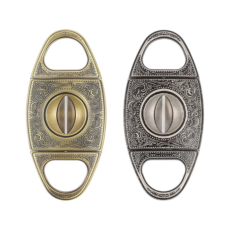 HANNICOOK nôžnice na cigarety, V-tvar dizajn, zliatina zinku, rytá plocha, retro štýl