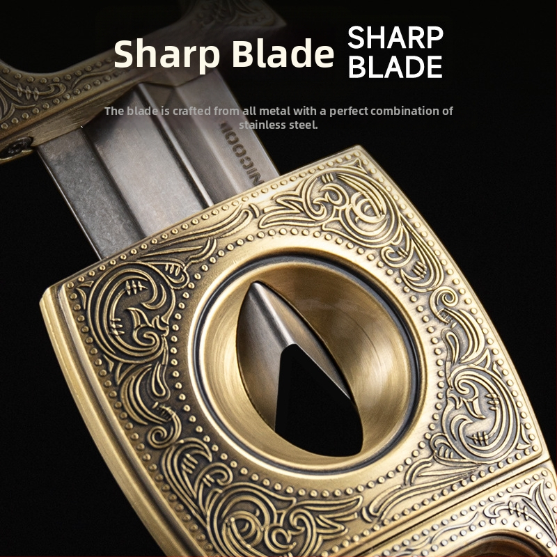 HANNICOOK Cigarų žirklės, V formos dizainas, cinko lydinys, išgraviruota paviršius, retro stilius