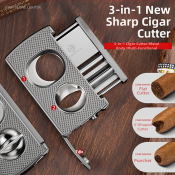 HANNICOOK viacúčelový rezník na cigarety, zliatina zinku, 3 v 1 ploché čepele a nôž tvaru V, povrchová úprava: striekanie alebo elektroplatovanie