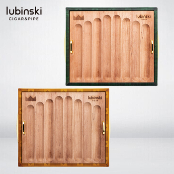 LUBINSKI Dvojposchodový tanier na cigary z cedrového dreva, prenosný, veľká kapacita, model YJA-13044