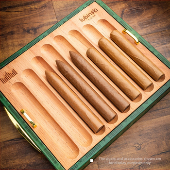 LUBINSKI Dvojposchodový tanier na cigary z cedrového dreva, prenosný, veľká kapacita, model YJA-13044