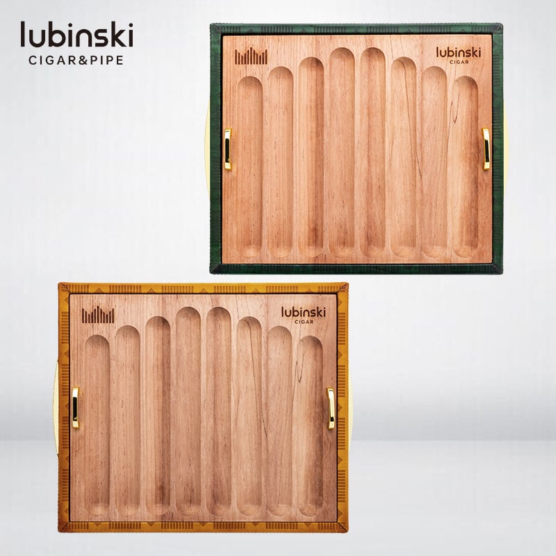 LUBINSKI Dvojposchodový tanier na cigary z cedrového dreva, prenosný, veľká kapacita, model YJA-13044