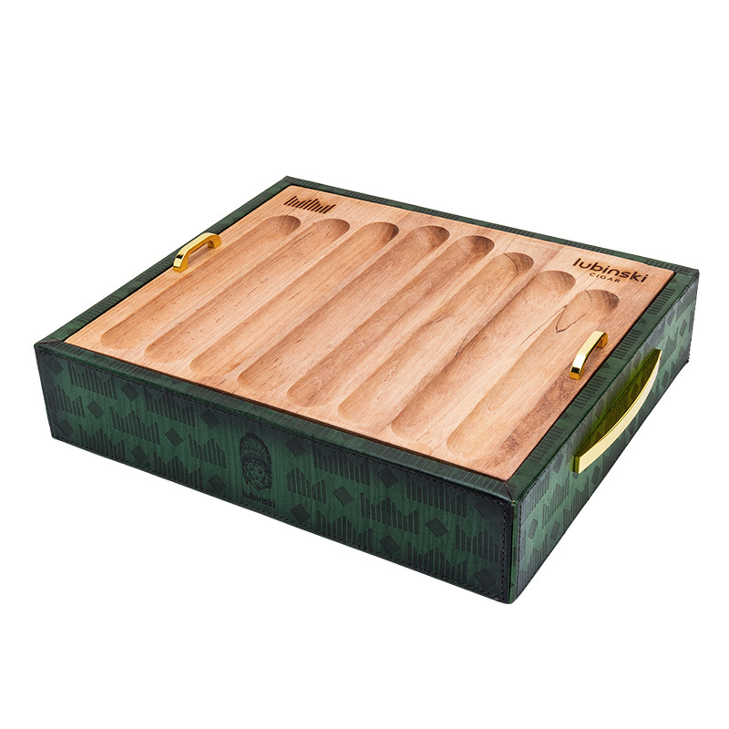 LUBINSKI Dvojposchodový tanier na cigary z cedrového dreva, prenosný, veľká kapacita, model YJA-13044