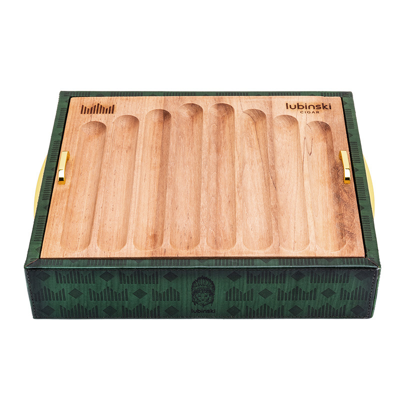 LUBINSKI Dvojposchodový tanier na cigary z cedrového dreva, prenosný, veľká kapacita, model YJA-13044