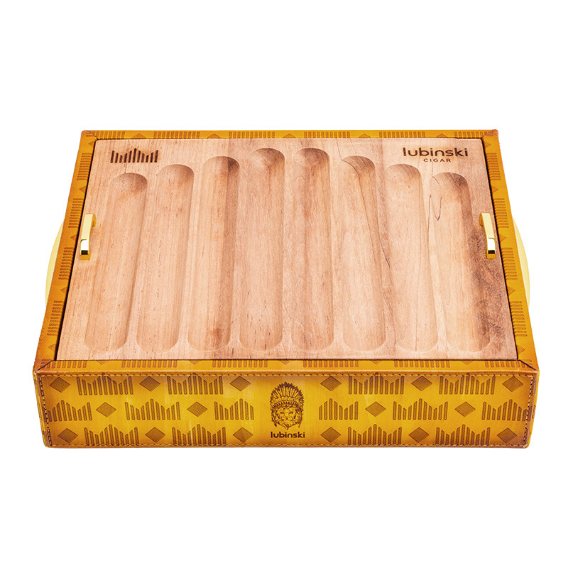 LUBINSKI Dvojposchodový tanier na cigary z cedrového dreva, prenosný, veľká kapacita, model YJA-13044
