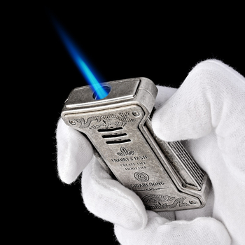 Set 3 dielov: zapaľovač na cigary, popolník a dvojstranné nožnice na cigary – vetruodolný, rovný plameň, značka CIGARLOONG.