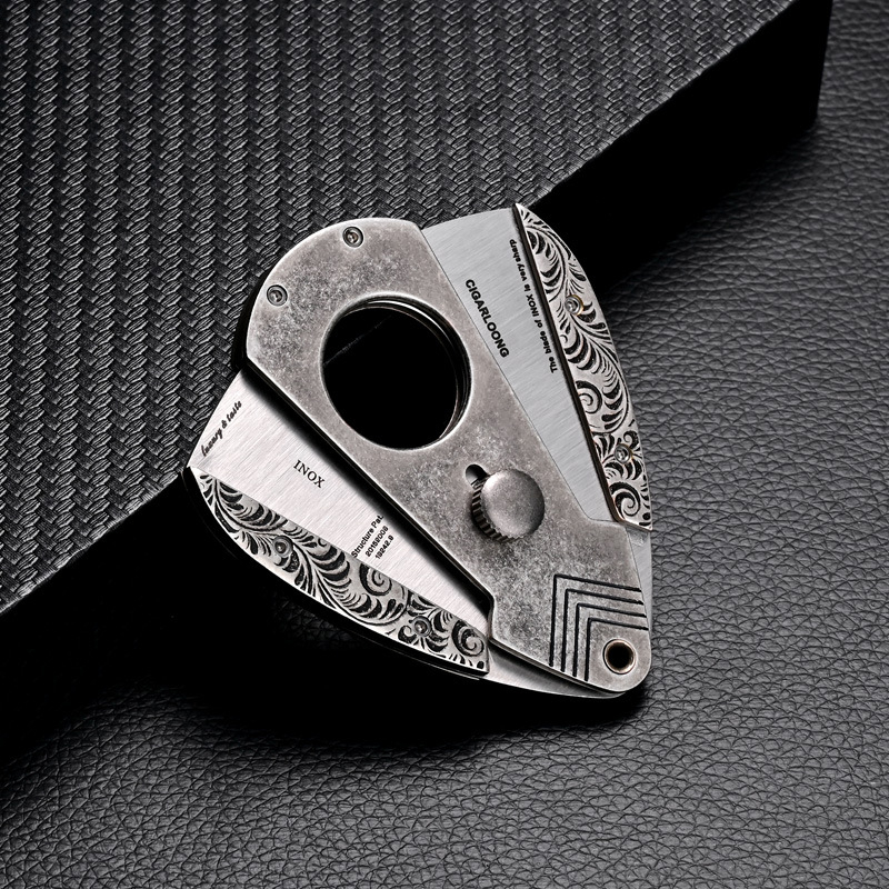 Set 3 dielov: zapaľovač na cigary, popolník a dvojstranné nožnice na cigary – vetruodolný, rovný plameň, značka CIGARLOONG.