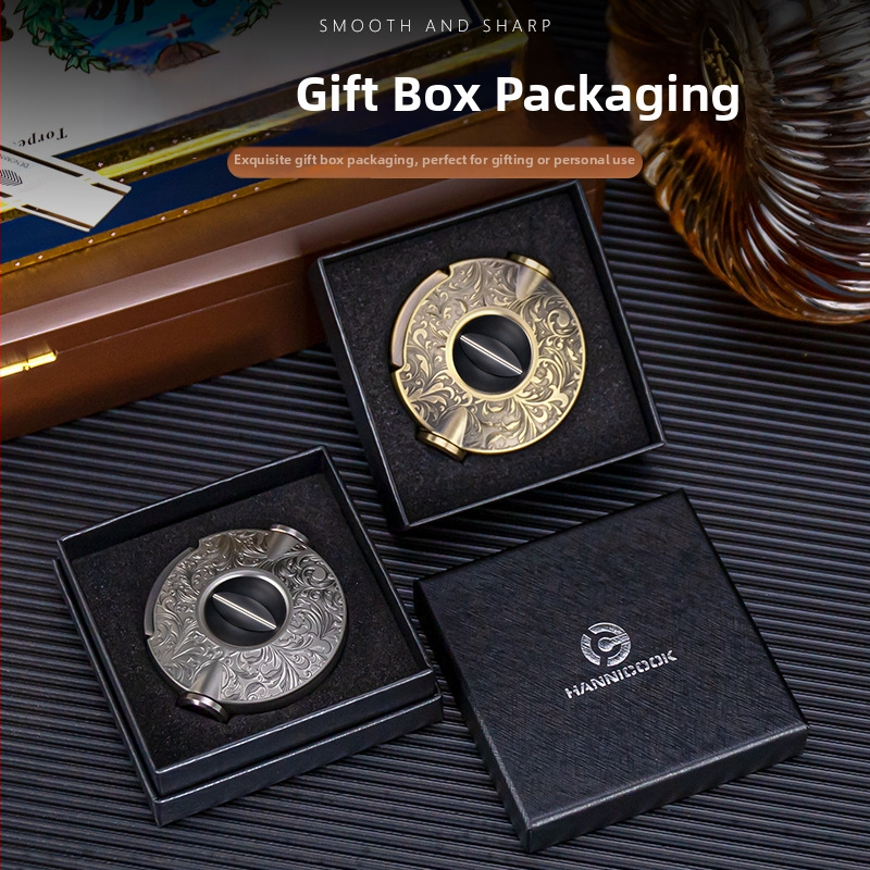 HANNICOOK Cigarų žirklės - Tri viename: V formos peilis iš cinko lydinio + nerūdijančio plieno, cigarų replė, pusiau automatinis perforatorius, pritaikomas