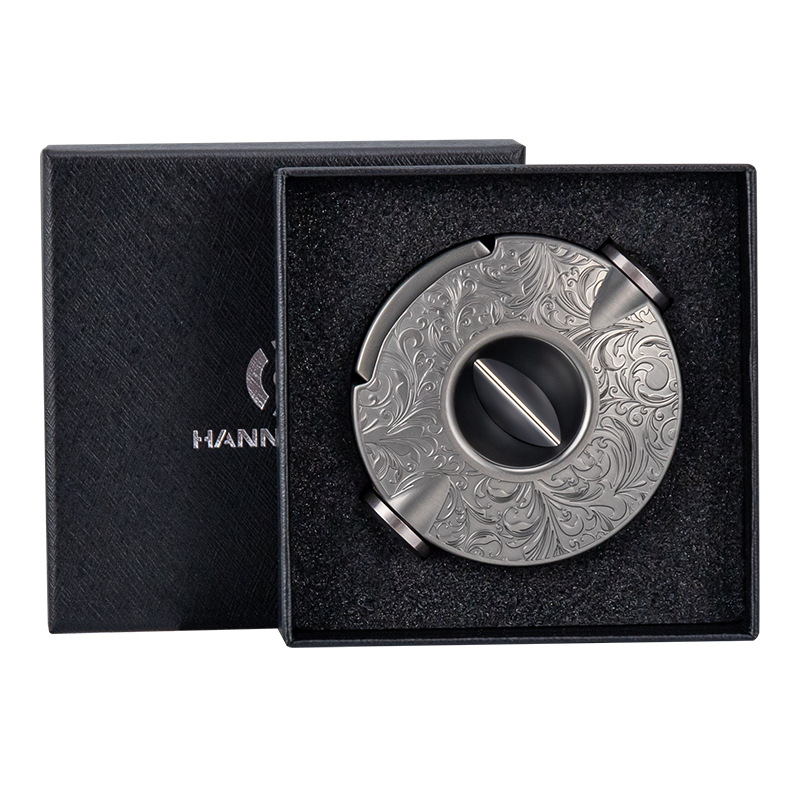 HANNICOOK Zigarové nožnice - Tri v jednom: V-tvarná čepeľ zo zinkovej zliatiny a nehrdzavejúcej ocele, kliešte na cigarety, poloautomatický dierovač, prispôsobiteľné