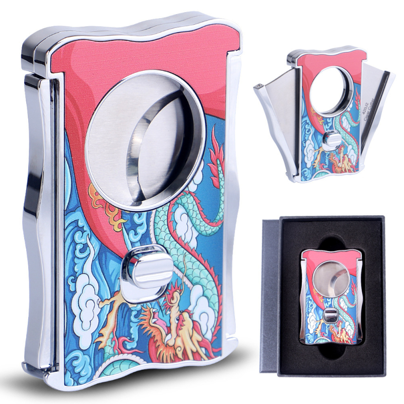 Cigarešu šķēres no nerūsējošā tērauda ar pūķa rakstu CLE-23HV, CIGARLOONG