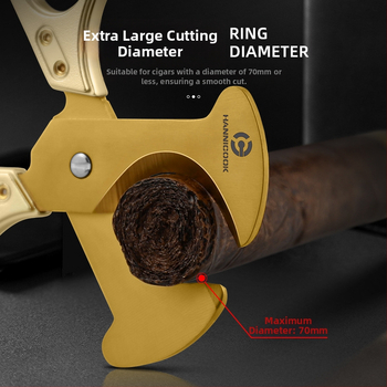 HANNICOOK cigāru šķēres ar cinka sakausējuma rokturi, lāzera apdare, divpusējie asmeņi, pielāgojamas