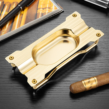 Trojdielny luxusný set na cigary Cigarloong – kovový popolník s veľkým priemerom a dvomi slotmi, vetroodolný, model CL-277