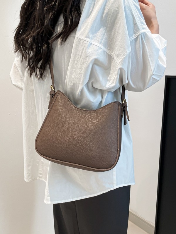 Ramenná taška z PU kože, textúrovaná, cross-border trend, horizontálne obdĺžnikový tvar, podšívka syntetická koža, zapínanie na zips