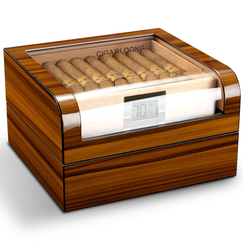 Divslāņu cigāru humidor no cedra koka, ar izliektu caurspīdīgu vāku, liela ietilpība, modelis CA-25BX