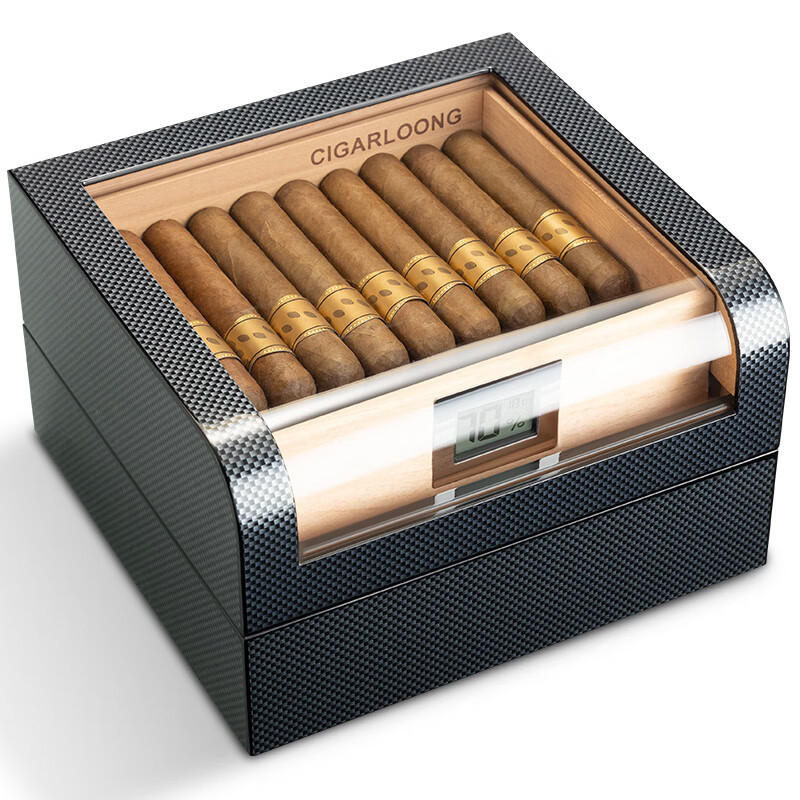 Divslāņu cigāru humidor no cedra koka, ar izliektu caurspīdīgu vāku, liela ietilpība, modelis CA-25BX