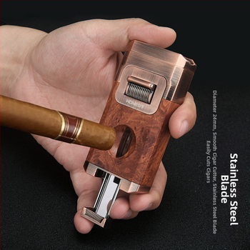 Xintai nerezový zapaľovač na cigary, vetruodolný, s integrovaným nožom na cigary a držiakom na cigary, elektroplatinovaná povrchová úprava