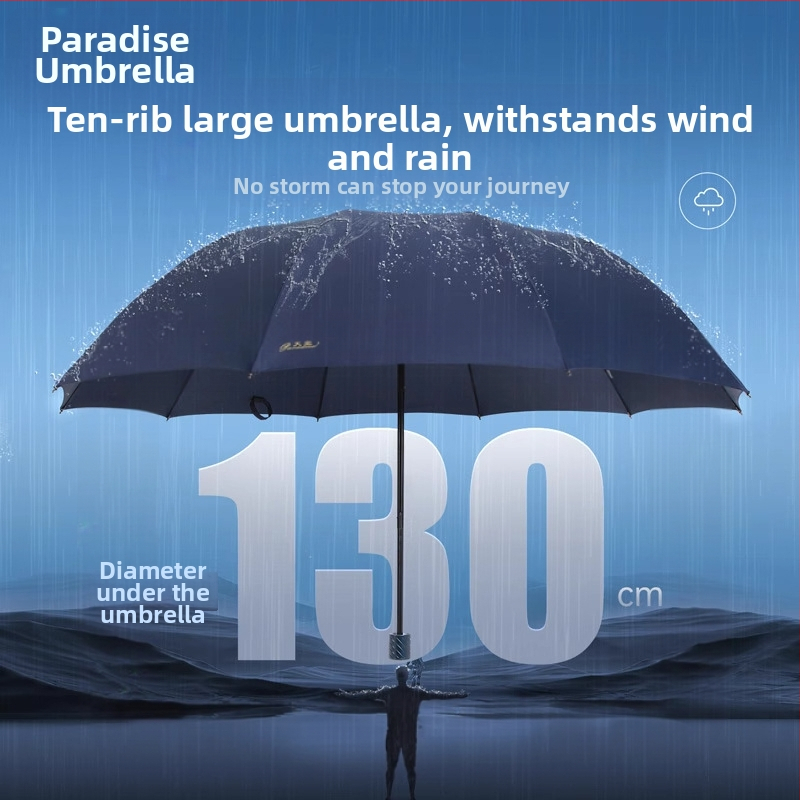 Heaven trojsegmentový reklamný dážďnik s tlačeným logom, 210T látka, oceľové výstuhy (10), plastová rúčka, ručné otváranie