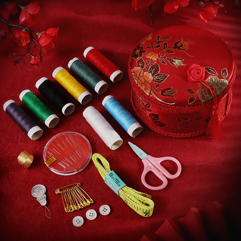 Čínske štýlové svadobné šitie box – luxusné, kreatívne úložné riešenie; materiál: látka; balenie: OPP vrecko; určené pre svadbu; značka FG Large 5D7 Small 5