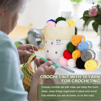 Sada šitia LKF – 64-dielna háčkovacia súprava pre začiatočníkov s taškou na uskladnenie, hrubá hmotnosť 647 g, jednoduchý štýl, balenie 50