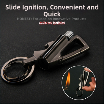 Kovová multifunkčná kerosínová zapaľovač s kľúčenkom a otváračom fľaše, vetruodolný a vodotesný, ľahko prenosný do exteriéru