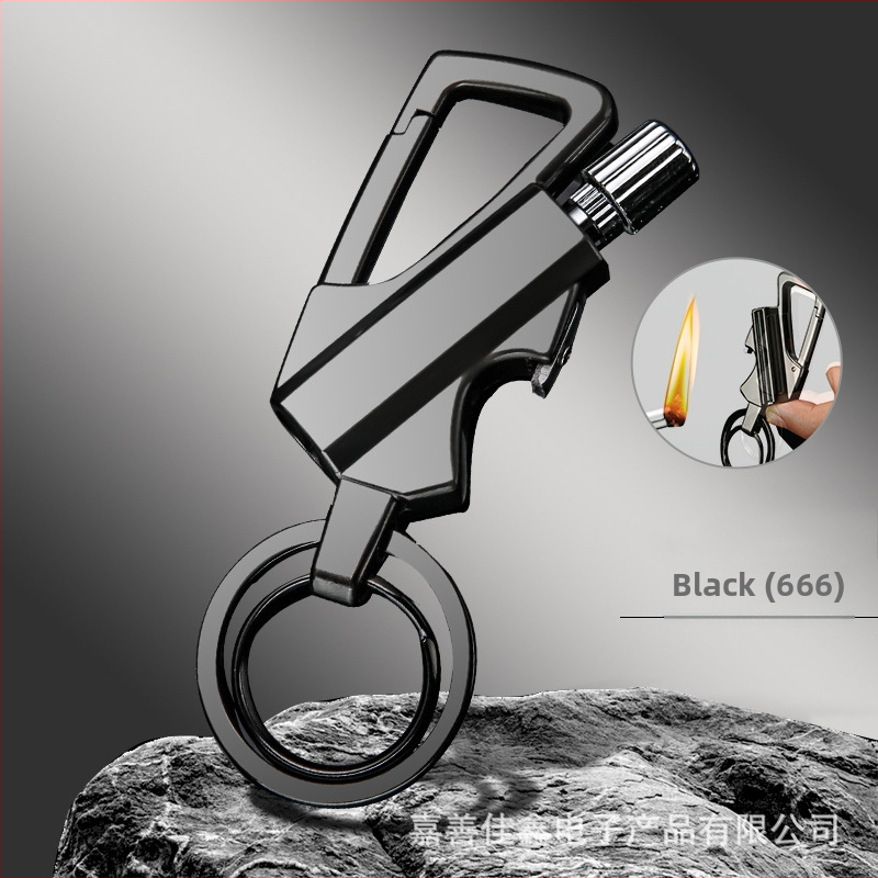 Kovová multifunkčná kerosínová zapaľovač s kľúčenkom a otváračom fľaše, vetruodolný a vodotesný, ľahko prenosný do exteriéru