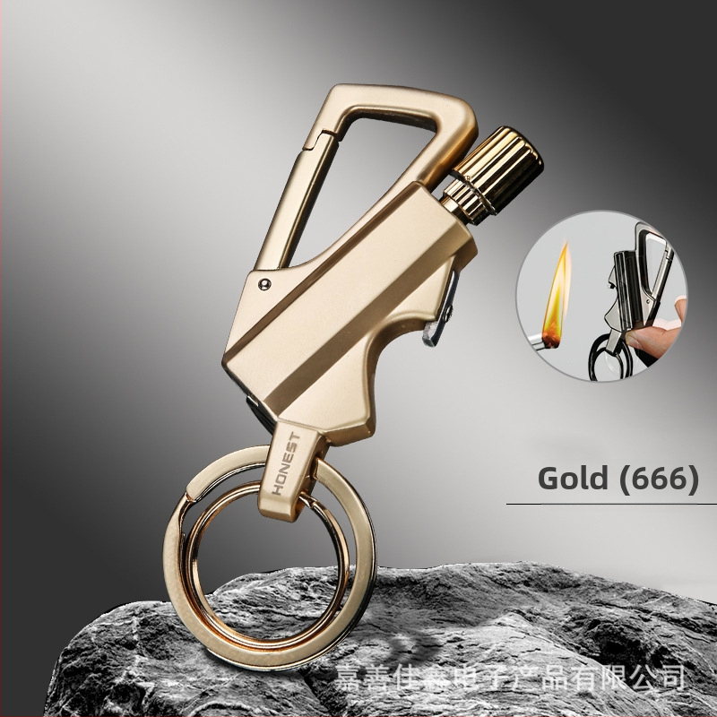 Kovová multifunkčná kerosínová zapaľovač s kľúčenkom a otváračom fľaše, vetruodolný a vodotesný, ľahko prenosný do exteriéru