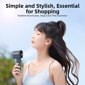 Ručný ventilátor s digitálnym displejom, bezkrokové nastavenie rýchlosti, vstavaná batéria a bezkomutátorový motor