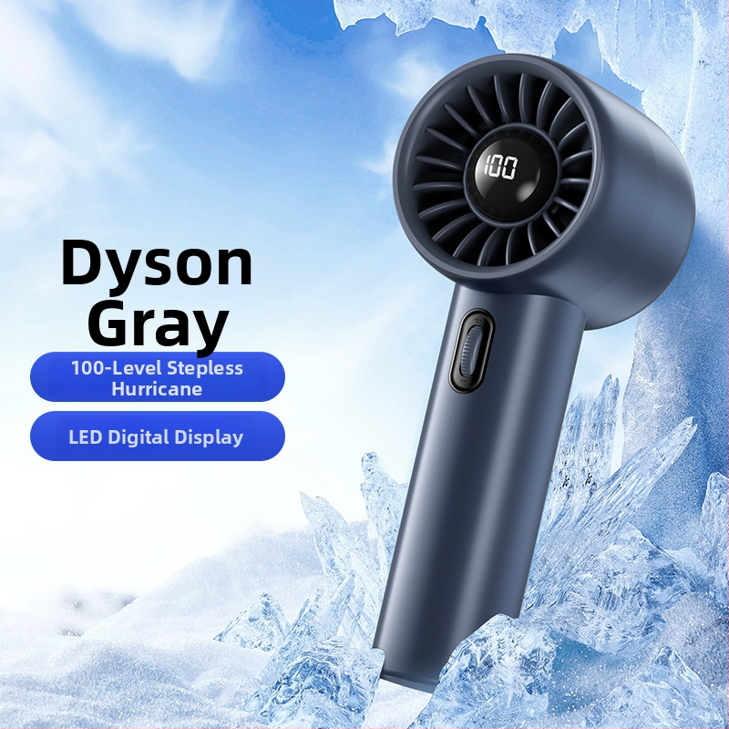 Ručný ventilátor s digitálnym displejom, bezkrokové nastavenie rýchlosti, vstavaná batéria a bezkomutátorový motor