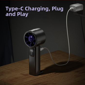 USB skladací stolný ventilátor s batériou 1000–1200mAh, 6+ rýchlosťami, 5V 4,5W, hluk 36–45 dB