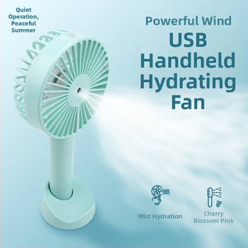 Ručný USB mlhový ventilátor s vodnou hmlou – 3 rýchlosti, bezkartáčový motor, vymeniteľná batéria 1000–1200mAh