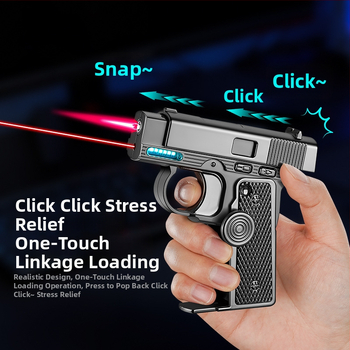 Zapaľovač v tvare pištole, kovové telo, palivo: bután, vetru odolný, značka Light Chaser, model TH679.