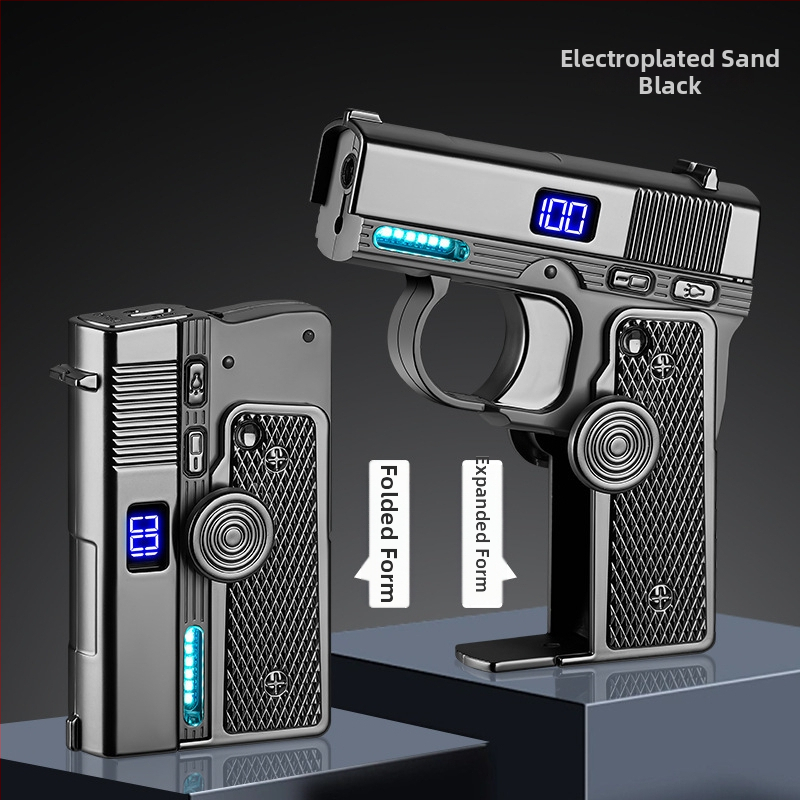 Zapaľovač v tvare pištole, kovové telo, palivo: bután, vetru odolný, značka Light Chaser, model TH679.