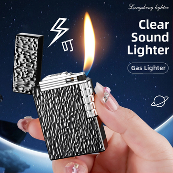 Honglin kovový zapaľovač na bután s možnosťou loga, moderný minimalistický dizajn; darček pre narodeniny