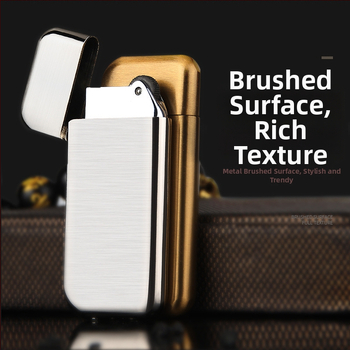 Zapaľovač s kovovým telom, butánové palivo, vetruodolný dizajn, s potlačeným logom