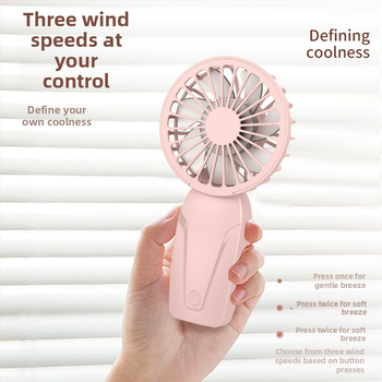 Ručný prenosný ventilátor s logom, dobíjateľný, 3 rýchlosti, 300–500 mAh batéria, 6+ lopatiek