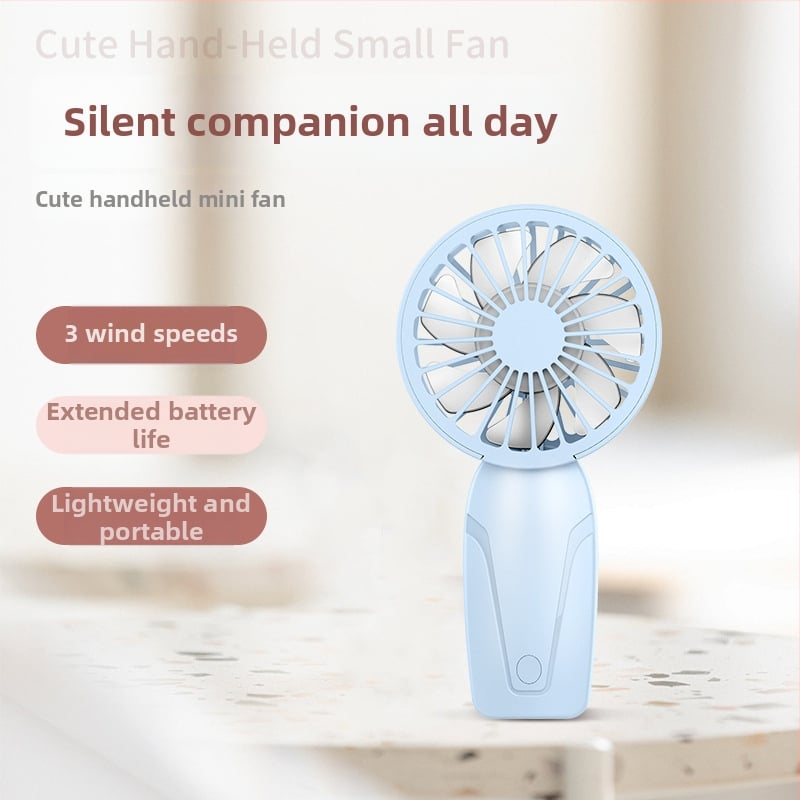 Ručný prenosný ventilátor s logom, dobíjateľný, 3 rýchlosti, 300–500 mAh batéria, 6+ lopatiek