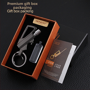 Viacúčelová kerosénová zapaľovač s príveskom a osvetlením, kovové telo (Materiál: Kov; Palivo: Kerozín; Prívesok; Osvetlenie; Tlač loga: Áno)