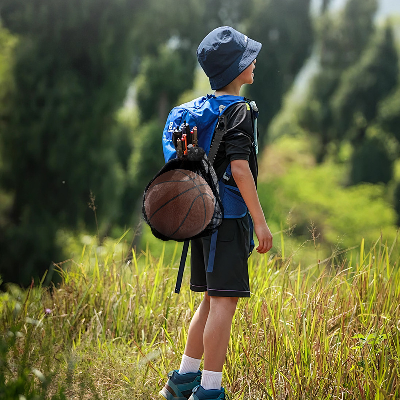 Babendu taška na uskladnenie basketbalu a volejbalu — sieťová taška so šnúrkou, Oxford látka, potlač loga na zákazku