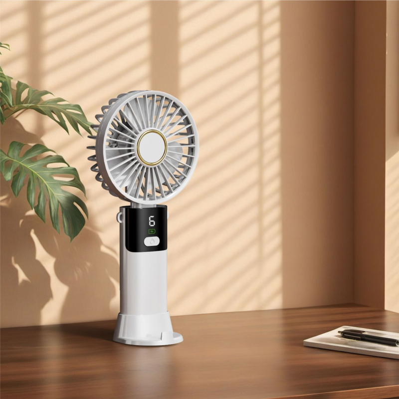 Ručný prenosný mini ventilátor USB, 3 lopatky, vstavaná batéria 300–500 mAh, hluk pod 36 dB, doba chodu 1–3 h