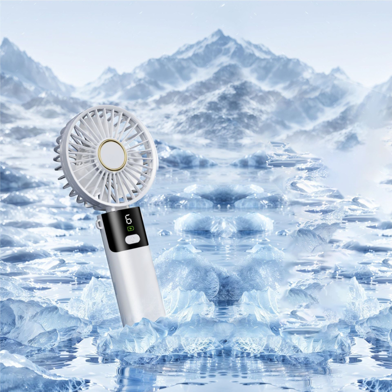 Ručný prenosný mini ventilátor USB, 3 lopatky, vstavaná batéria 300–500 mAh, hluk pod 36 dB, doba chodu 1–3 h