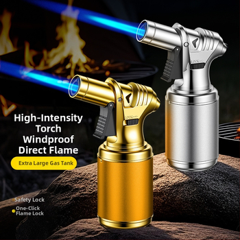 Butánový zapaľovač s hliníkovým telom (hliníkové telo, palivo: bután, vetru odolný, opakovane plniteľný)