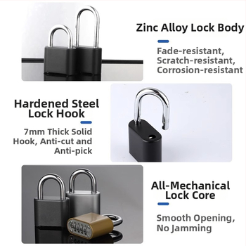 Kombinovaný zámok s digitálnym kódom, vodeodolný, zinková zliatina; hrúbka zámkovej tyčky 8 mm, rozstup tyčí 25,5 mm; vhodné pre batožinu, posilňovňu a skriňu.